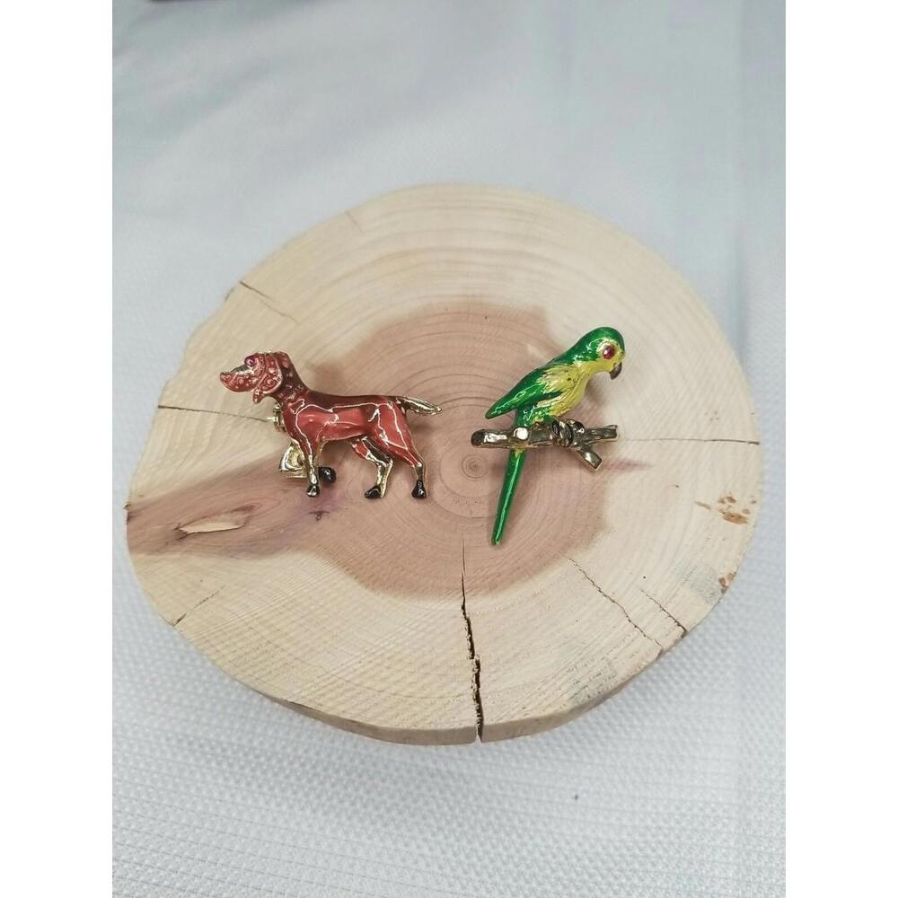 Vintage‎ Dog/Parrot Brooches Pins